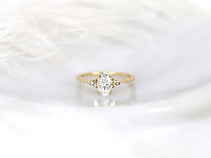 1.20ct Maddy 8x5mm 14kt Gold Moissanite Diamond Cluster Ring view 3