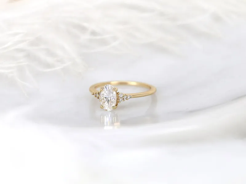 1.20ct Maddy 8x5mm 14kt Gold Moissanite Diamond Cluster Ring view 4