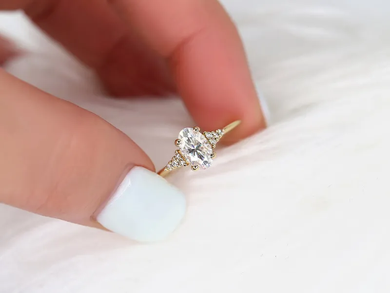 1.20ct Maddy 8x5mm 14kt Gold Moissanite Diamond Cluster Ring view 2