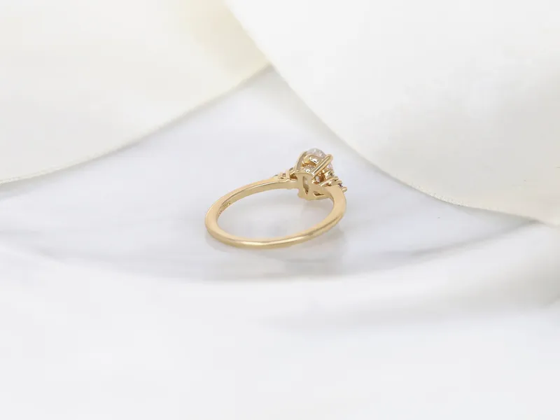 1.20ct Maddy 8x5mm 14kt Gold Moissanite Diamond Cluster Ring view 6