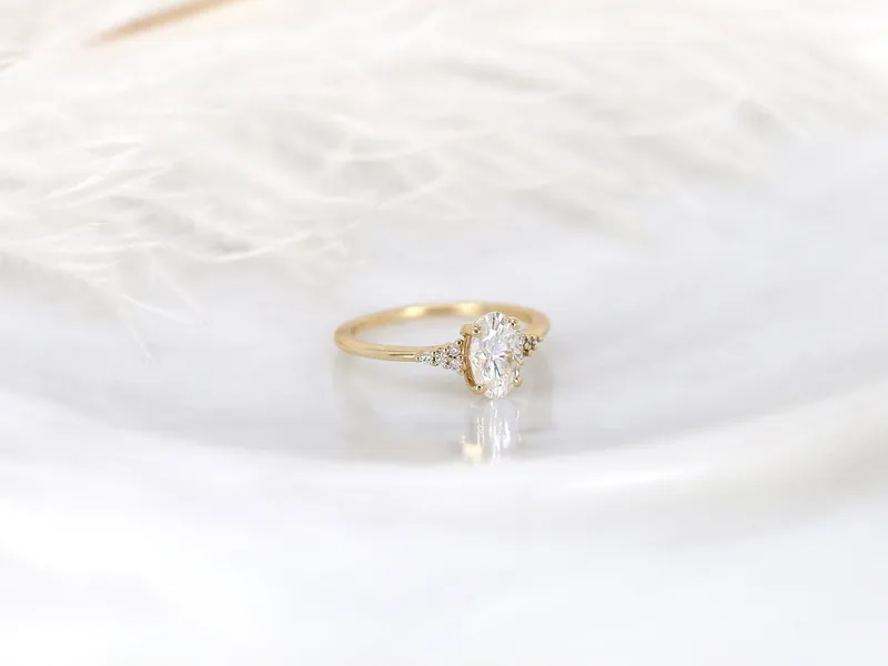 1.20ct Maddy 8x5mm 14kt Gold Moissanite Diamond Cluster Ring view 5