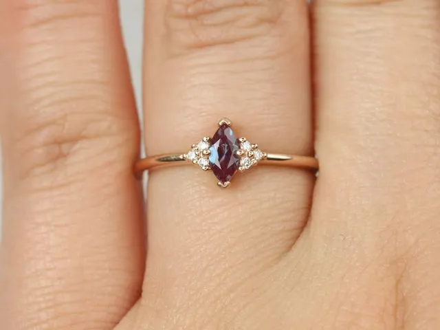 Charlie 6x3mm 14kt Gold Alexandrite Sapphire Cluster Ring sapphire engagement ring
