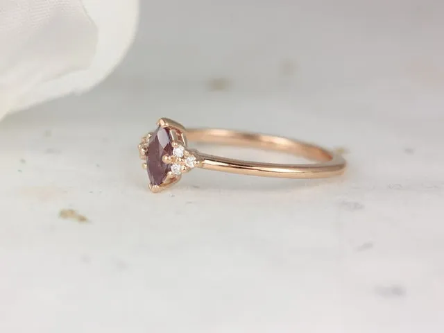 Charlie 6x3mm 14kt Gold Alexandrite Sapphire Cluster Ring vy 3
