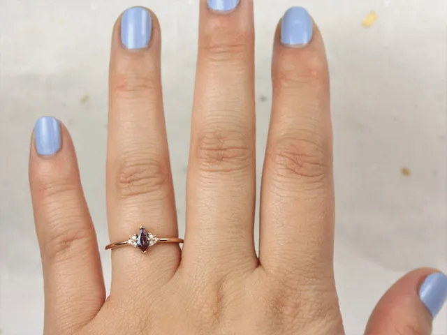 Charlie 6x3mm 14kt Gold Alexandrite Sapphire Cluster Ring vy 5