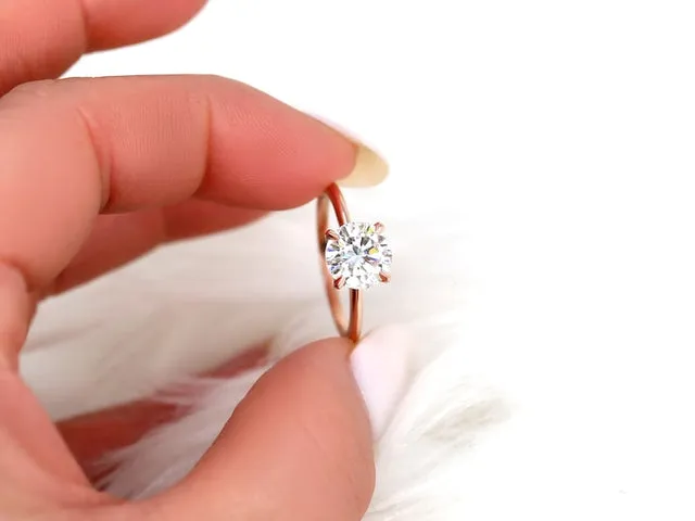 2ct Freesia 8mm 14kt Rose Gold Moissanite Minimalist Round Solitaire Ring vy 3