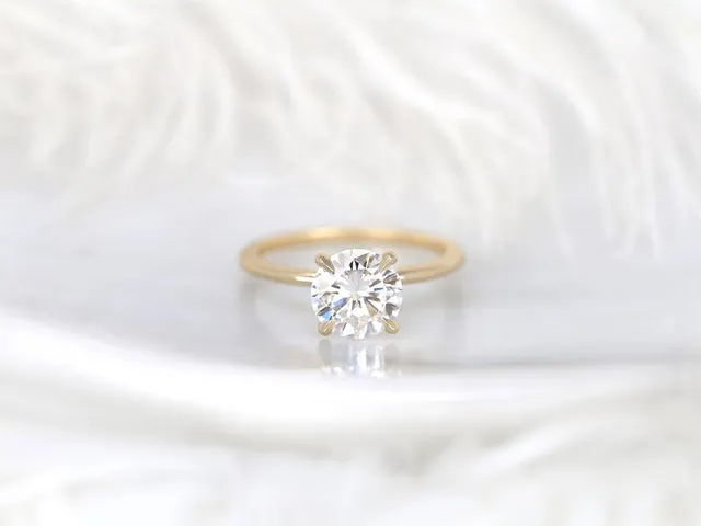 2ct Colleen 8mm 14kt Gold Moissanite Diamond Dainty Round Hidden Halo Ring view 7