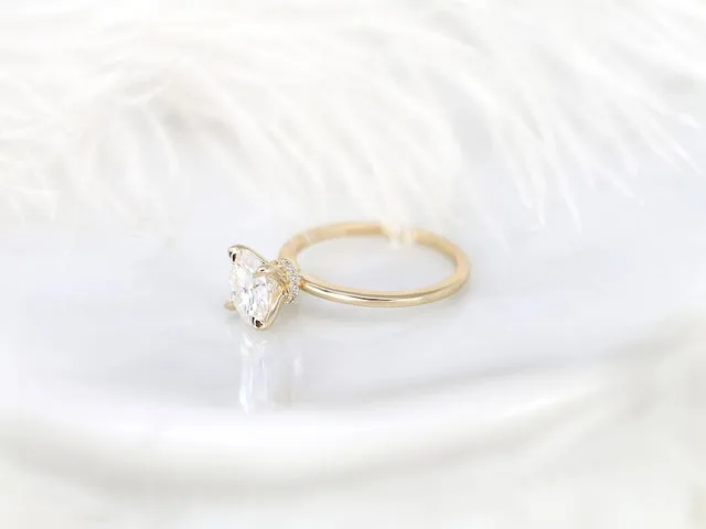 2ct Colleen 8mm 14kt Gold Moissanite Diamond Dainty Round Hidden Halo Ring view 6