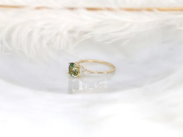1.79ct Ready to Ship Anastasia 14kt Gold Green Tea Teal Sapphire Diamond Round Cluster Ring vy 6