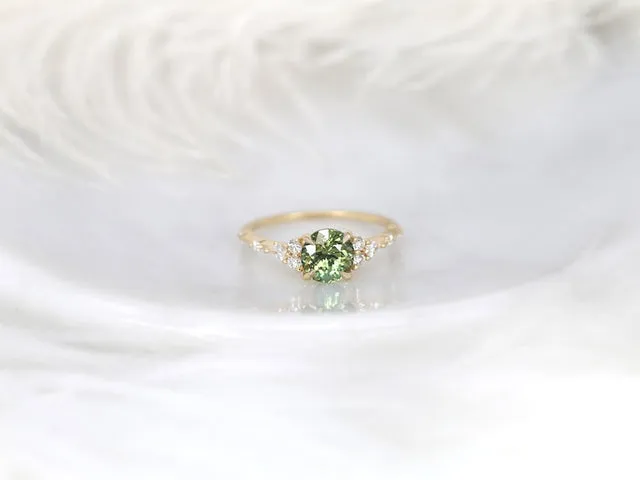 1.79ct Ready to Ship Anastasia 14kt Gold Green Tea Teal Sapphire Diamond Round Cluster Ring vy 5