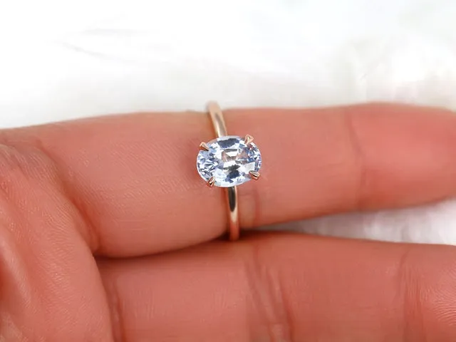 2.37ct Ready to Ship Dakota 14kt Rose Gold Lavender Cornflower Sapphire Oval Solitaire Ring vy 2