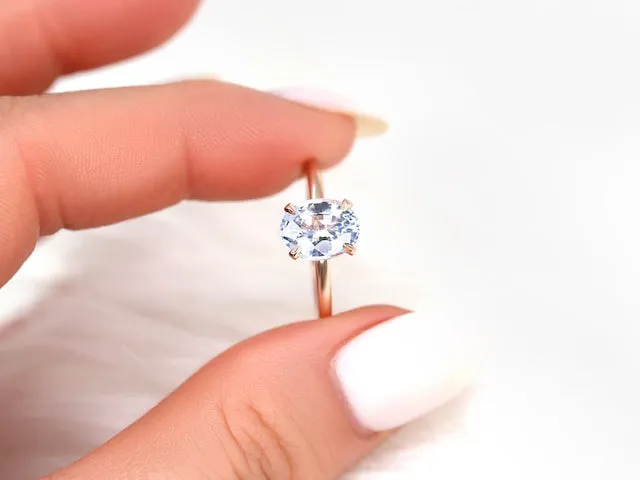 2.37ct Ready to Ship Dakota 14kt Rose Gold Lavender Cornflower Sapphire Oval Solitaire Ring vy 5
