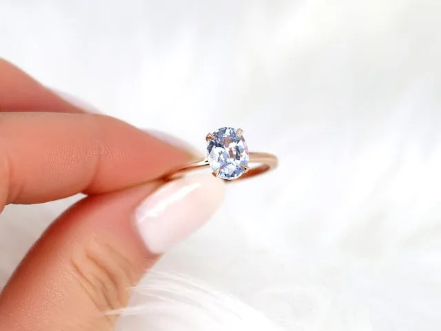 2.37ct Ready to Ship Dakota 14kt Rose Gold Lavender Cornflower Sapphire Oval Solitaire Ring vy 3