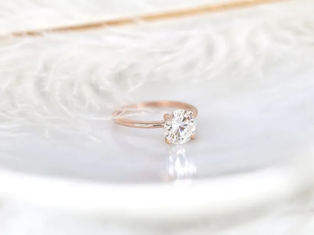 2ct Freesia 8mm 14kt Rose Gold Moissanite Minimalist Round Solitaire Ring vy 5