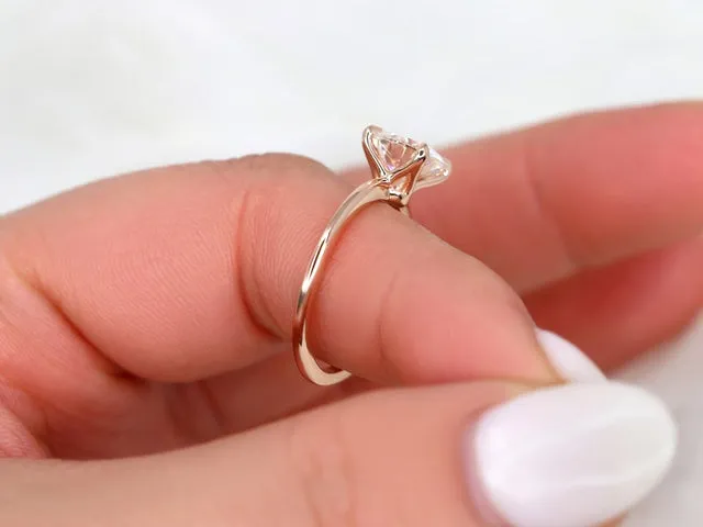2ct Freesia 8mm 14kt Rose Gold Moissanite Minimalist Round Solitaire Ring vy 2
