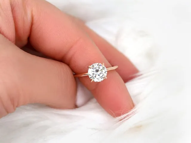 2ct Freesia 8mm 14kt Rose Gold Moissanite Minimalist Round Solitaire Ring round cut engagement ring