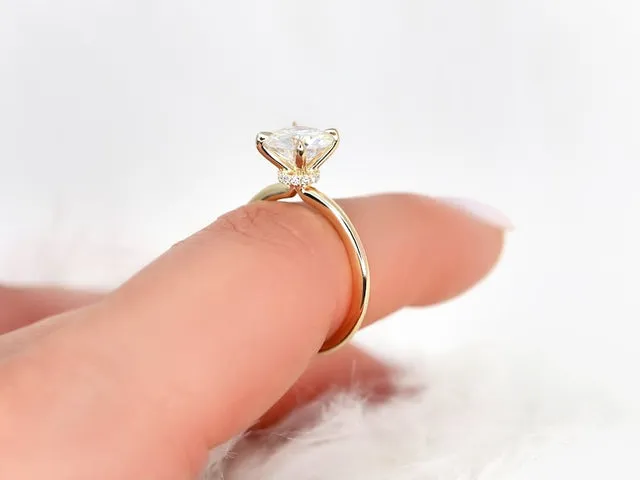 2ct Colleen 8mm 14kt Gold Moissanite Diamond Dainty Round Hidden Halo Ring view 5