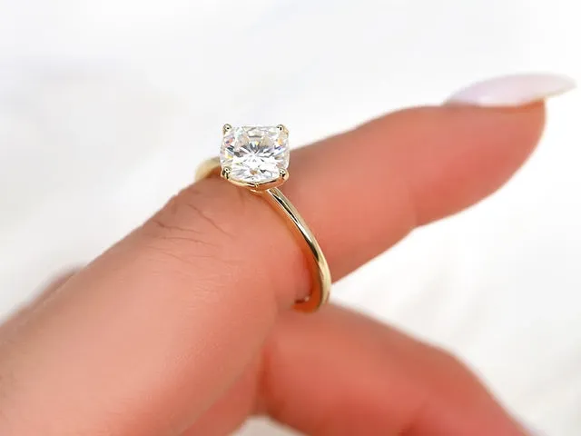 2ct Finley 7.5mm 14kt Moissanite Kite Set Cushion Solitaire Engagement Ring view 3