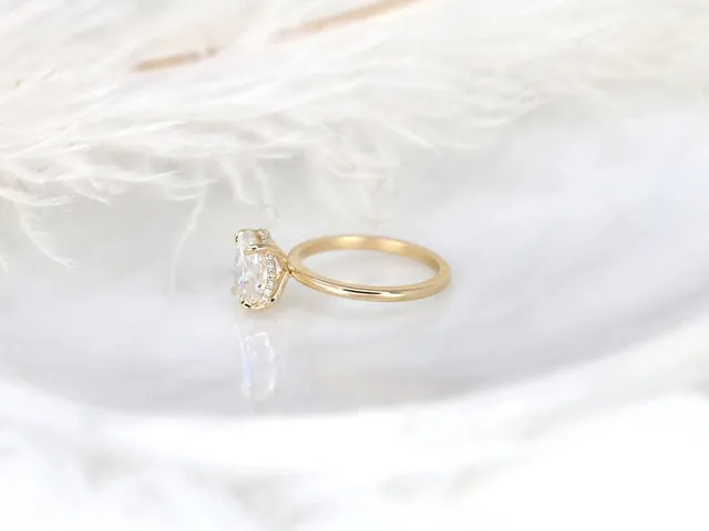 2.50ct Waverly 10x7mm 14kt Gold Moissanite Diamond Unique Hidden Halo Ring vy 6