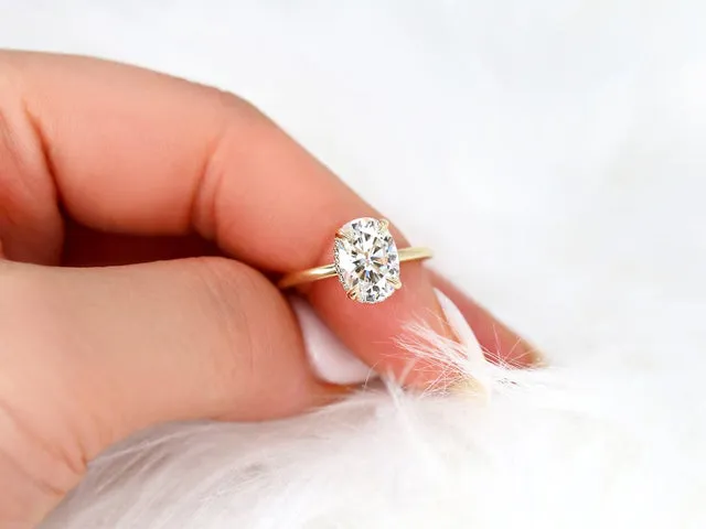 2.50ct Waverly 10x7mm 14kt Gold Moissanite Diamond Unique Hidden Halo Ring vy 4