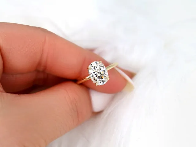 2.50ct Waverly 10x7mm 14kt Gold Moissanite Diamond Unique Hidden Halo Ring vy 3