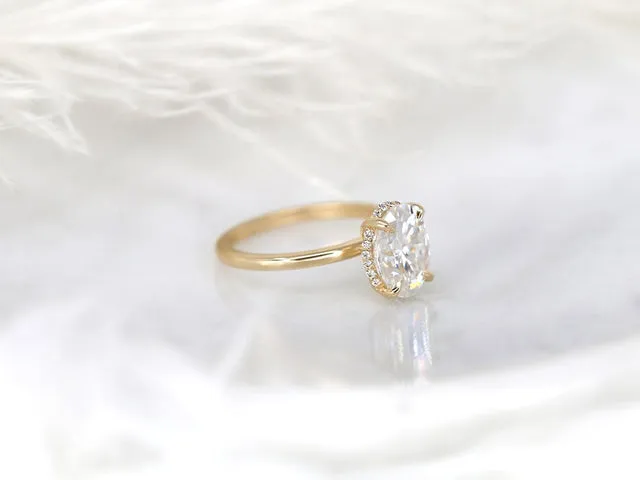 2.50ct Waverly 10x7mm 14kt Gold Moissanite Diamond Unique Hidden Halo Ring vy 5