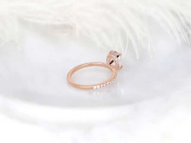 2.07ct Ready to Ship Viviana 14kt Peach Sapphire Diamond Hidden Halo Ring view 6