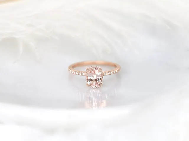 2.07ct Ready to Ship Viviana 14kt Peach Sapphire Diamond Hidden Halo Ring view 5