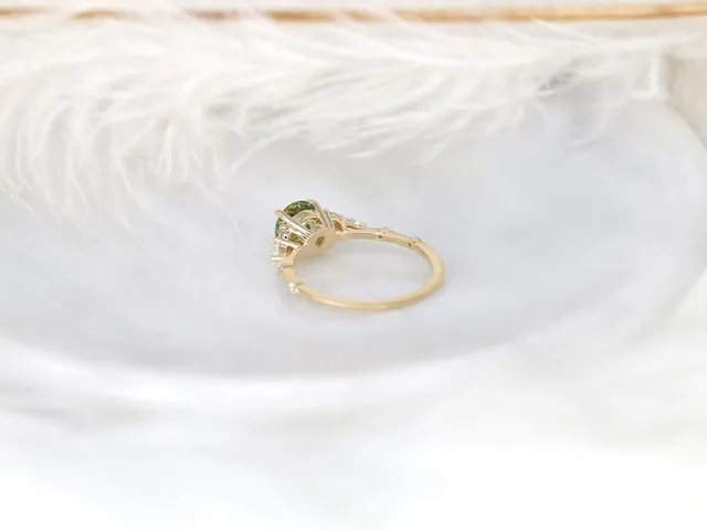 1.79ct Ready to Ship Anastasia 14kt Gold Green Tea Teal Sapphire Diamond Round Cluster Ring vy 7