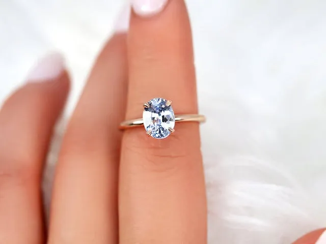 2.37ct Ready to Ship Dakota 14kt Rose Gold Lavender Cornflower Sapphire Oval Solitaire Ring vy 4