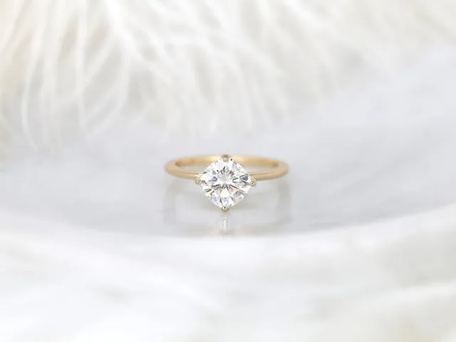 2ct Finley 7.5mm 14kt Moissanite Kite Set Cushion Solitaire Engagement Ring view 5