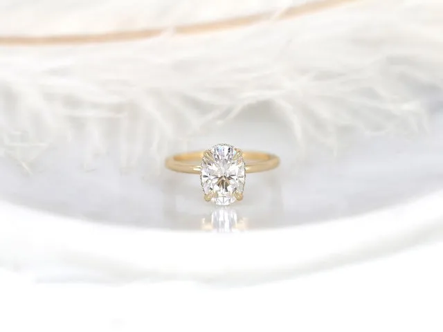 2.50ct Waverly 10x7mm 14kt Gold Moissanite Diamond Unique Hidden Halo Ring vy 7