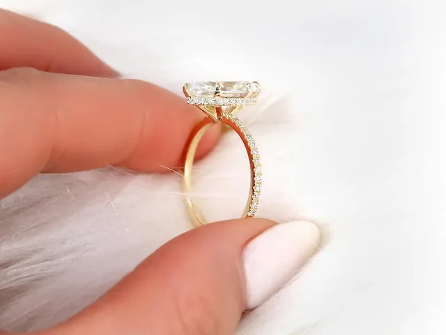 2.80ct LOW Velma 14x7mm 14kt Moissanite Marquise Hidden Halo Ring view 4