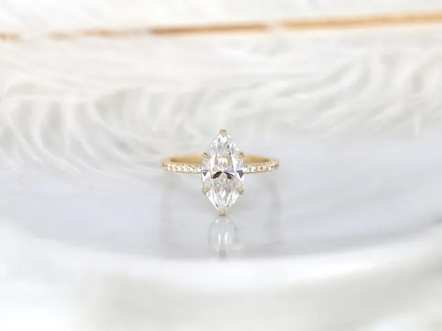 2.80ct LOW Velma 14x7mm 14kt Moissanite Marquise Hidden Halo Ring view 6