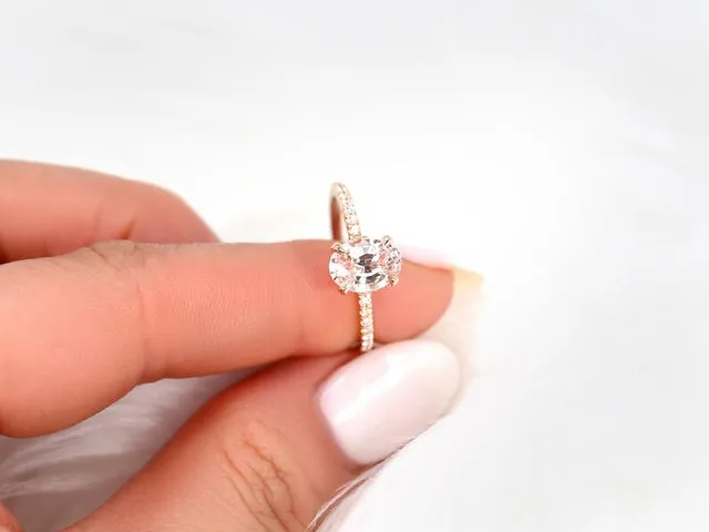 2.07ct Ready to Ship Viviana 14kt Peach Sapphire Diamond Hidden Halo Ring view 4