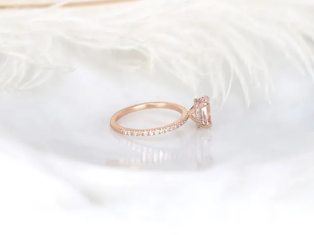 2.07ct Ready to Ship Viviana 14kt Peach Sapphire Diamond Hidden Halo Ring view 7