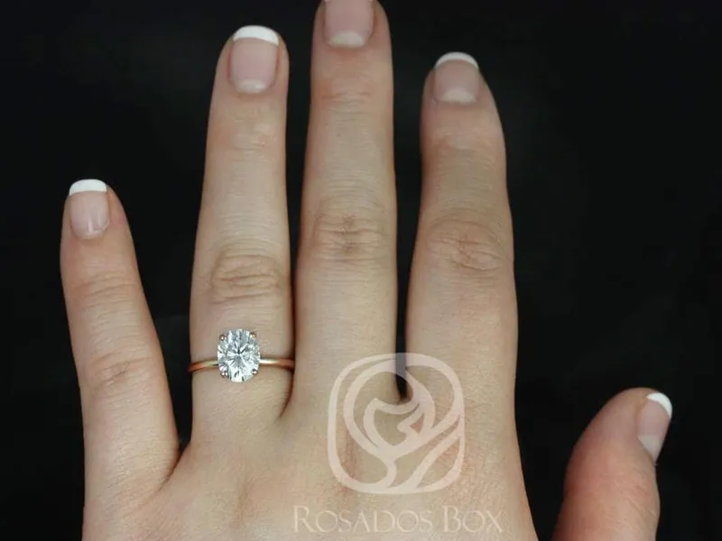 2ct Ready to Ship Dakota 9x7mm 14kt WHITE Gold Moissanite GH Dainty Oval Solitaire Ring vy 7