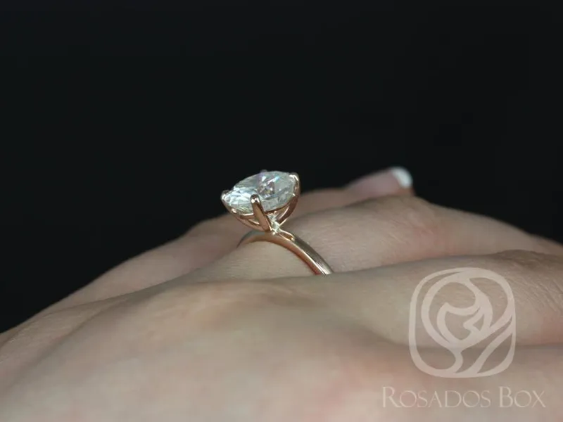 2ct Dakota 9x7mm 14kt Rose Gold Moissanite Oval Solitaire Ring vy 8