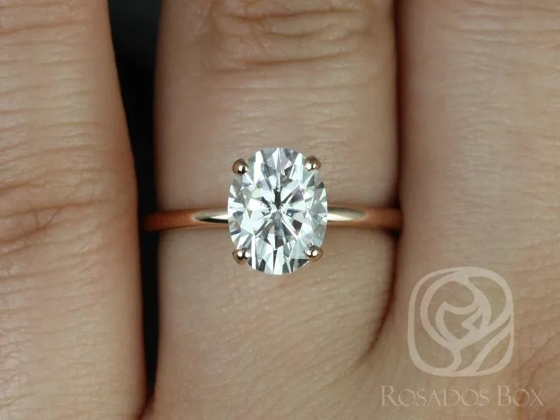 2ct Dakota 9x7mm 14kt Rose Gold Moissanite Oval Solitaire Ring vy 6