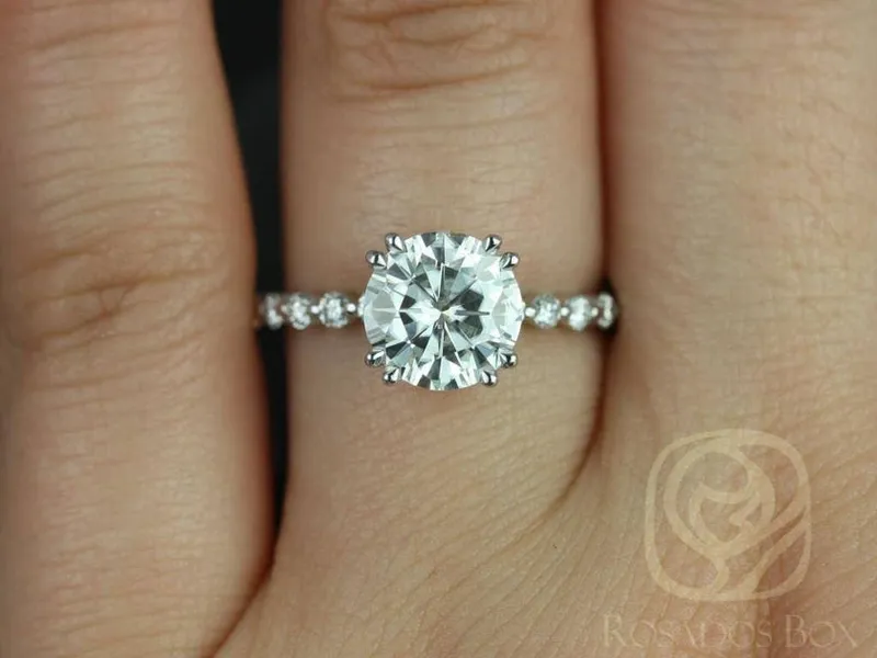 SALE Ready to Ship Naomi 8mm 14kt FB Moissanite Diamonds Round Solitaire Ring round cut engagement ring