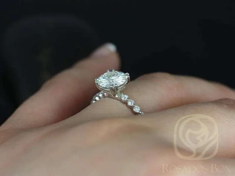 SALE Ready to Ship Naomi 8mm 14kt FB Moissanite Diamonds Round Solitaire Ring view 2