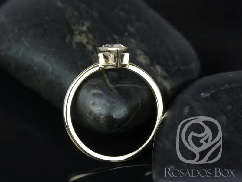 Isla 7x5mm 14kt Gold White Sapphire Bezel Pear Solitaire Ring vy 3