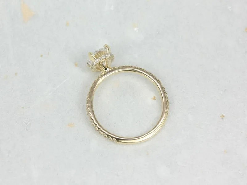 1.50ct Ready to Ship Viviana 8x6mm 14kt WHITE Gold Moissanite Diamond Dainty Scarf Hidden Pave Halo Ring view 2