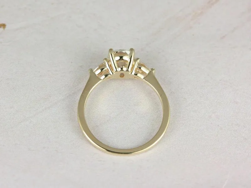 1.50ct Ready to Ship Emery 8x6mm 14kt WHITE Gold Forever One Moissanite Diamond 3 Stone Oval Engagement Ring,Three Stone Ring vy 3