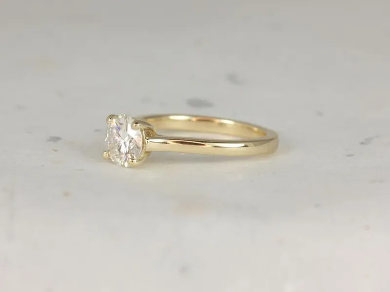 1.20ct Lara 7mm 14kt Gold Forever One Moissanite Trellis Lucida Cathedral Round Solitaire Engagement Ring vy 2