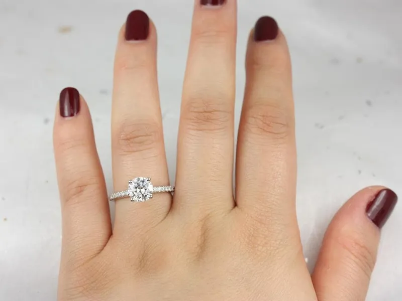 1.50ct Eileen 7.5mm 14kt Gold Moissanite Diamonds Minimalist Round Solitaire Ring view 3