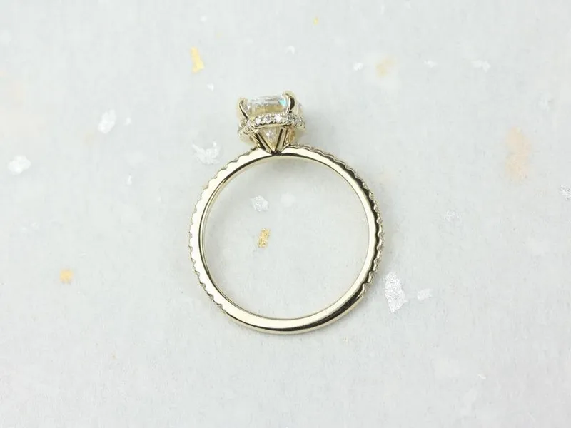 2ct EXTRA LOW Viviana 9x7mm 14kt Gold Moissanite Diamond Scarf Halo Oval Solitaire Ring view 3