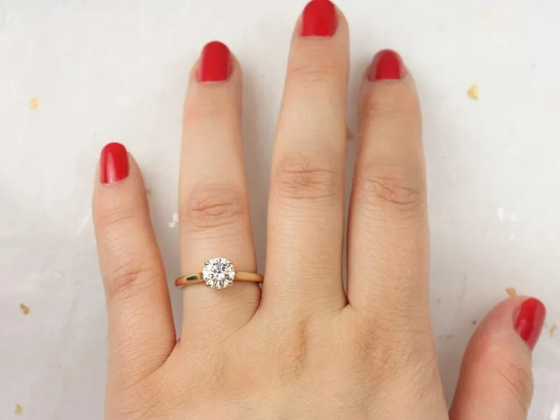 1.20ct Lara 7mm 14kt Gold Forever One Moissanite Trellis Lucida Cathedral Round Solitaire Engagement Ring vy 5