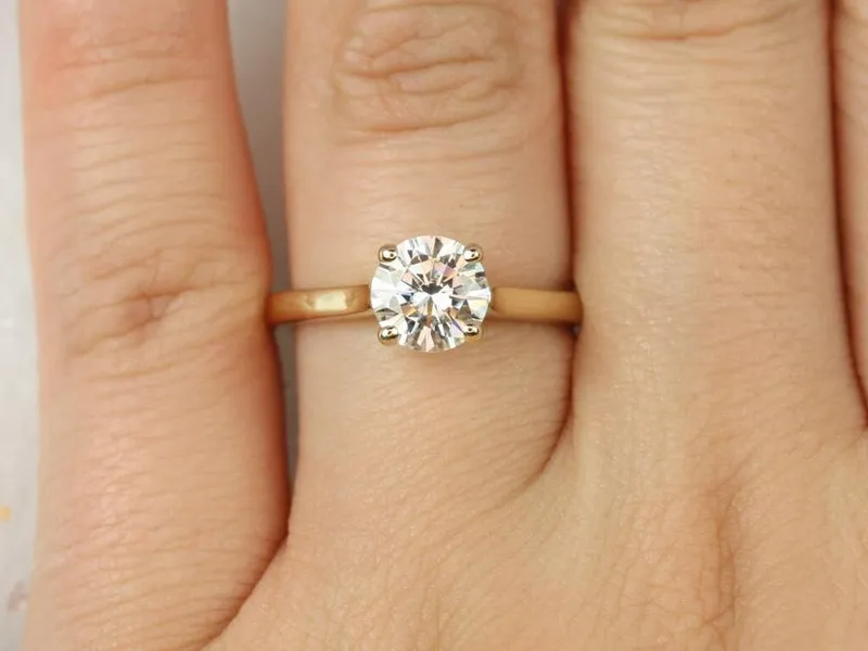 1.20ct Lara 7mm 14kt Gold Forever One Moissanite Trellis Lucida Cathedral Round Solitaire Engagement Ring vy 4