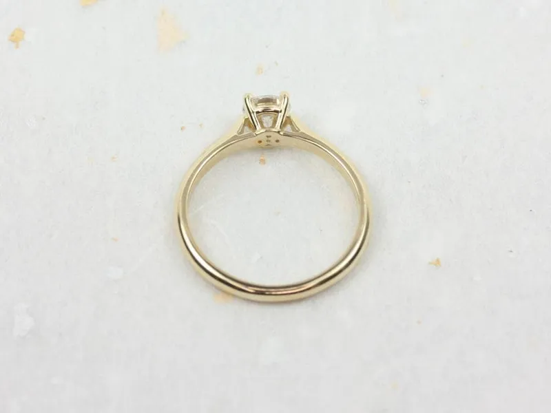 Rosados Box Ready to Ship Celene 5mm 14kt WHITE Gold Round Moissanite Cathedral Solitaire Engagement Ring vy 3
