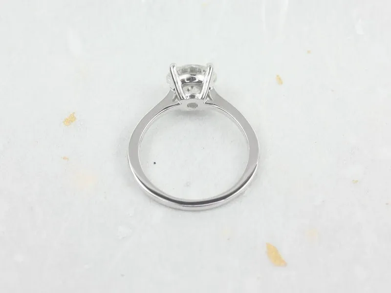 2ct Dixie 8mm 14kt White Gold Moissanite Round Solitaire Engagement Ring vy 2